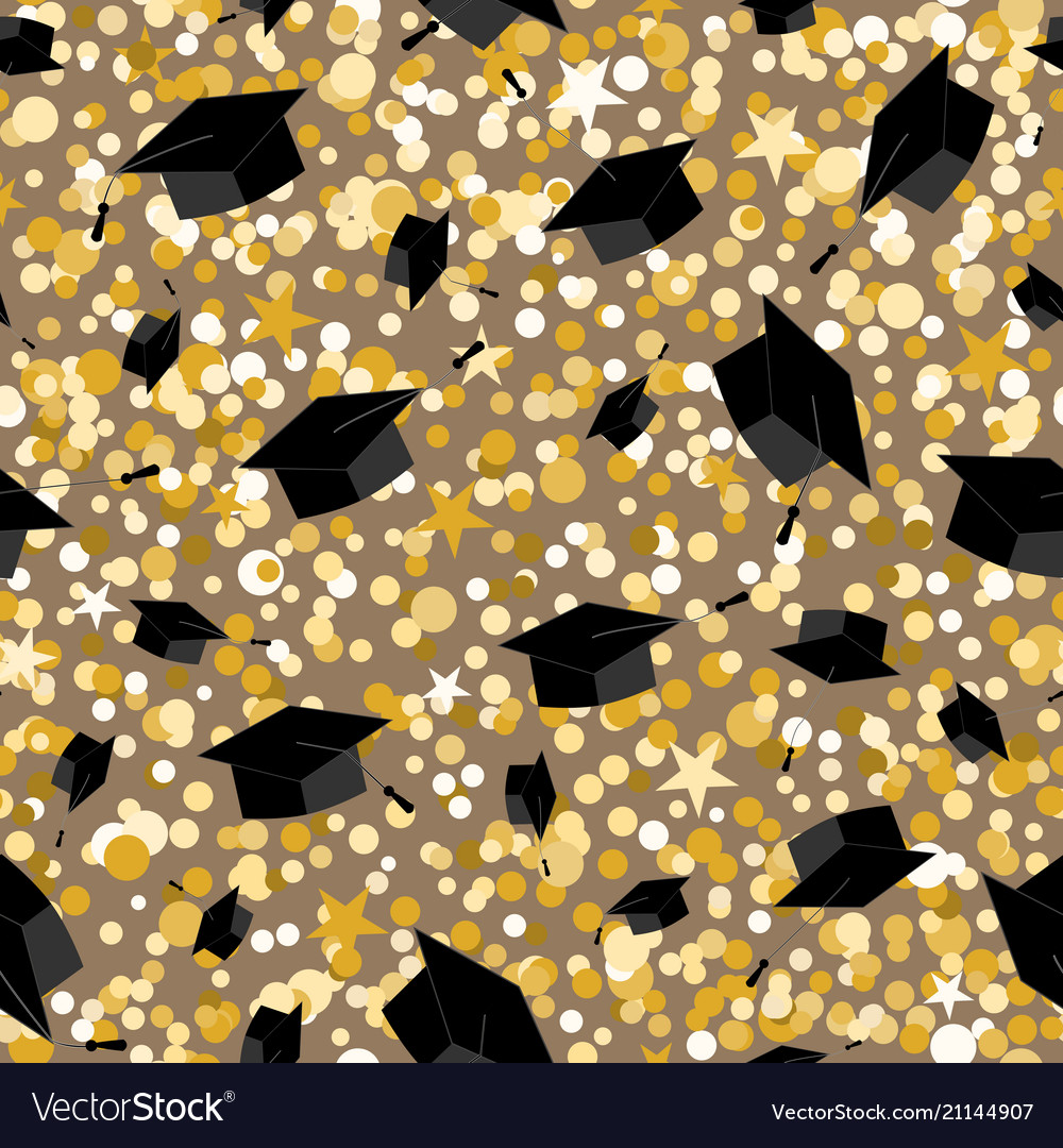 Graduation Seamless Pattern With Graduate Caps Vector Image 3710