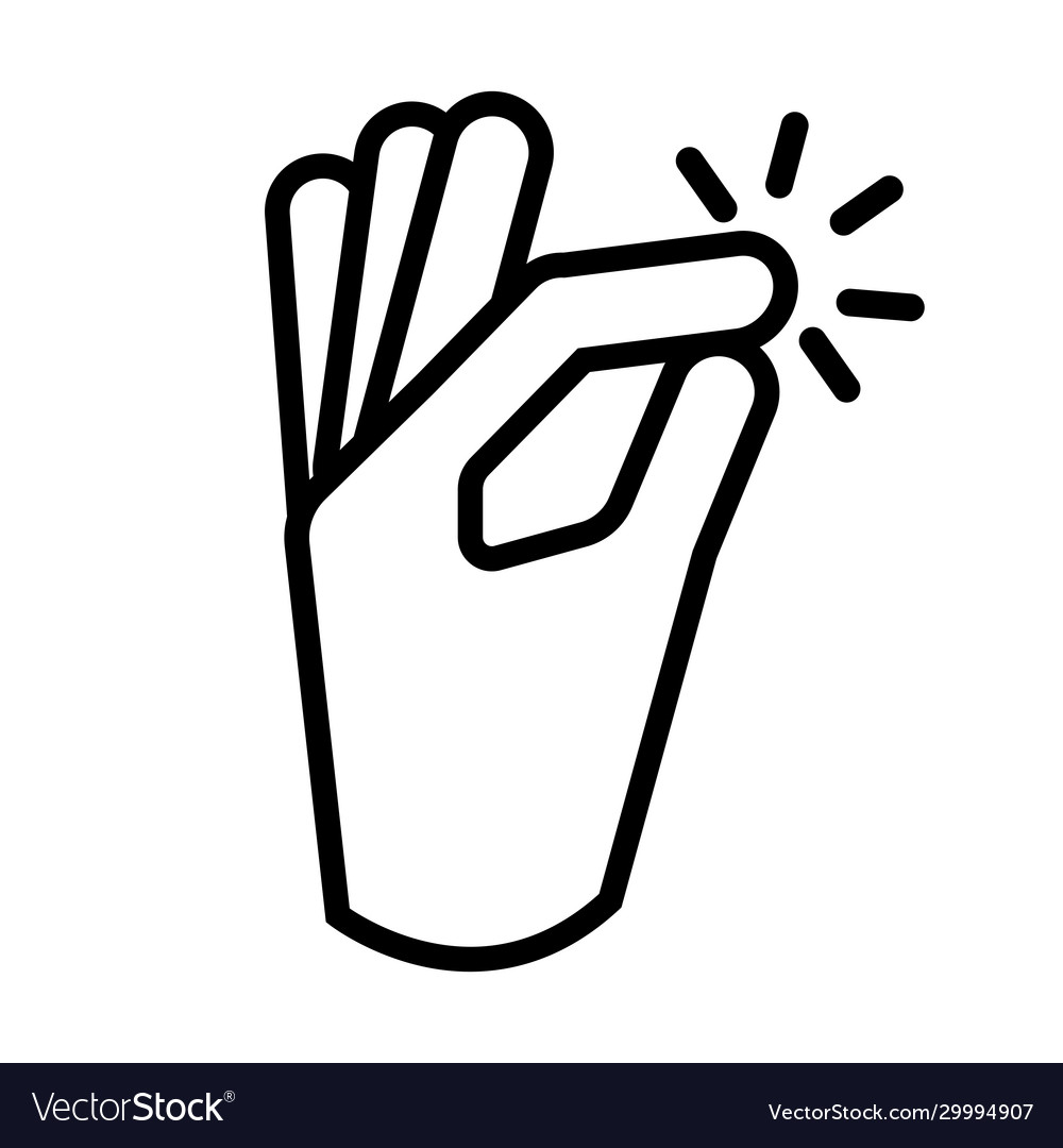 Hand snapping fingers signal line style Royalty Free Vector