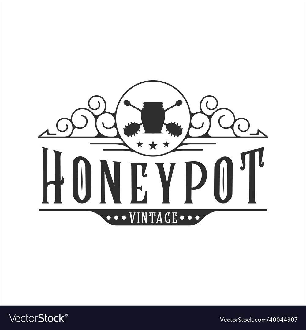 Honeypot Logo Vintage Template Icon Graphic Vector Image