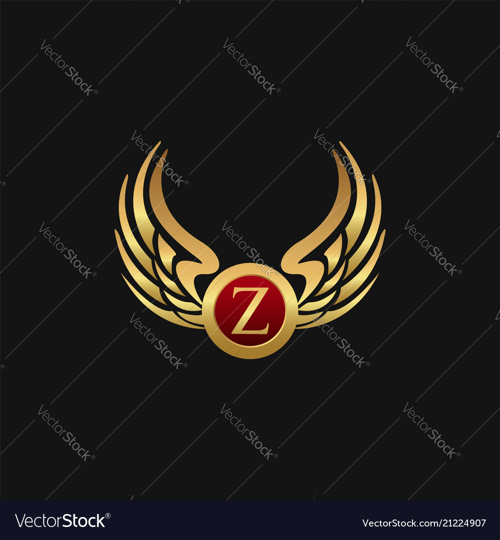 Luxury letter z emblem wings logo design concept