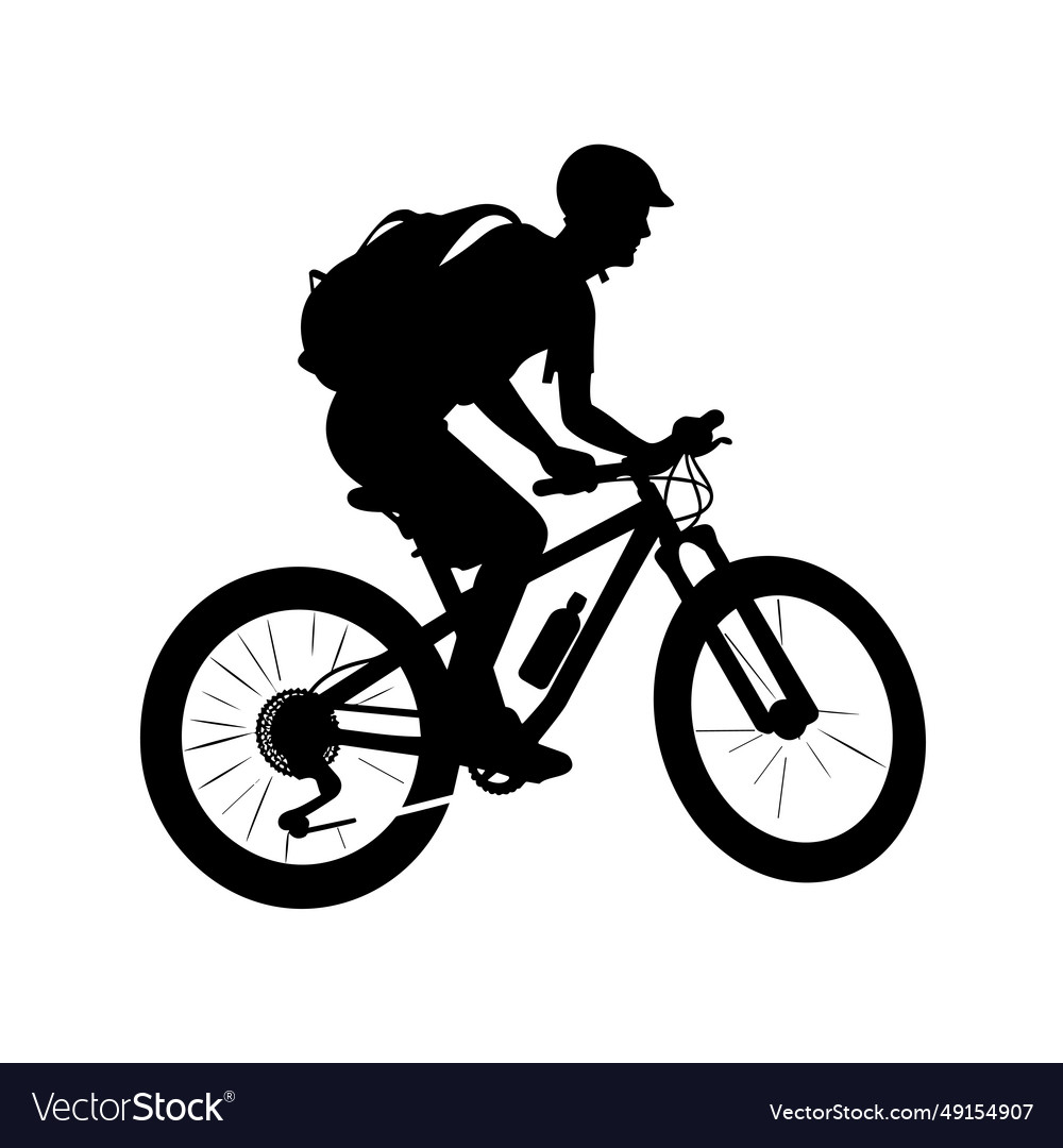 Mountain biker black icon on white background Vector Image