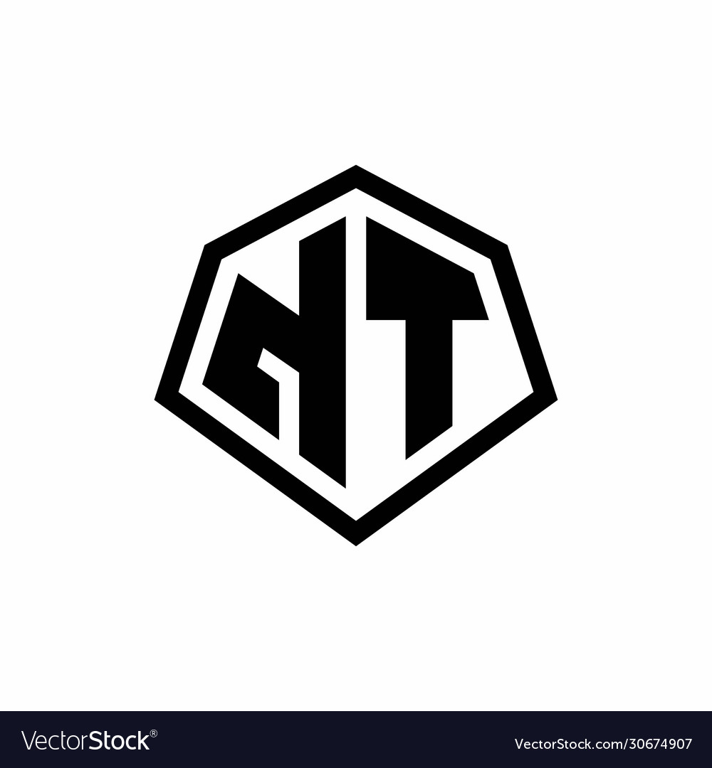 Nt monogram logo with hexagon shape and line