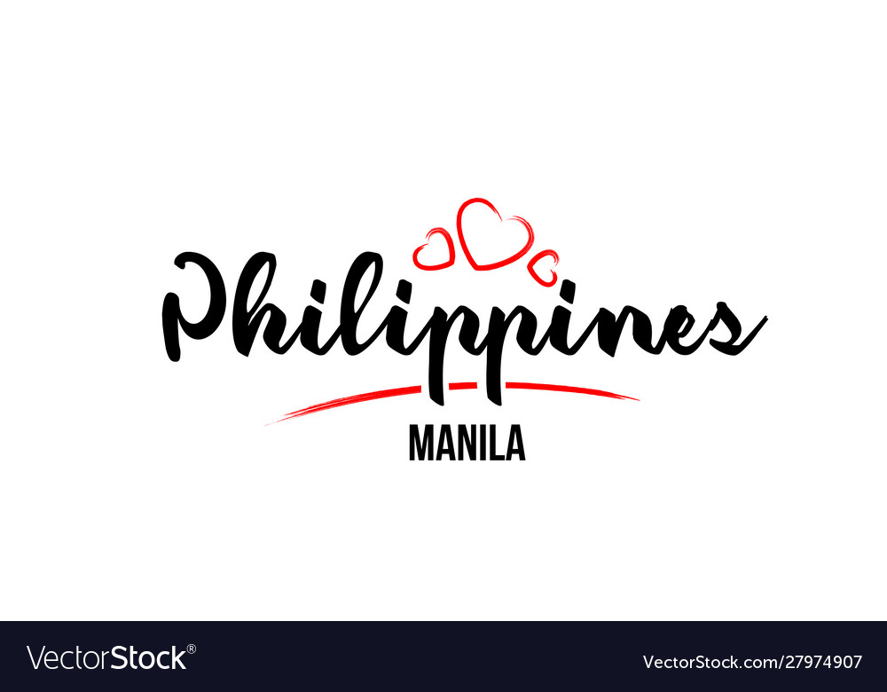 Philippines country with red love heart and its Vector Image