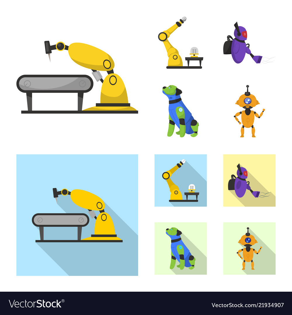 Robot and factory icon vector image Robot and factory icon
