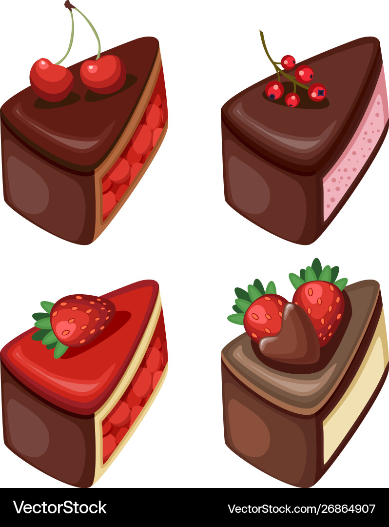 Set colorful desserts with forest fruits Vector Image
