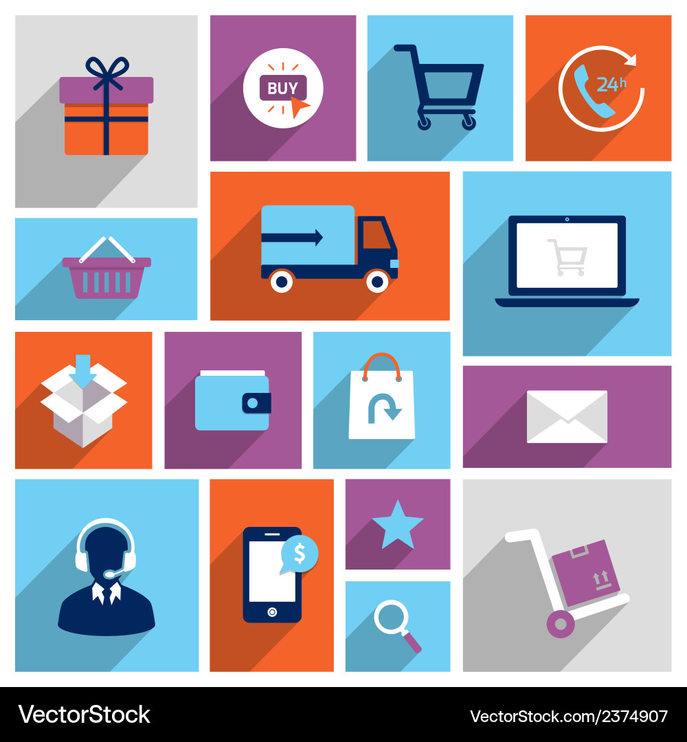Shopping e-commerce icons Royalty Free Vector Image