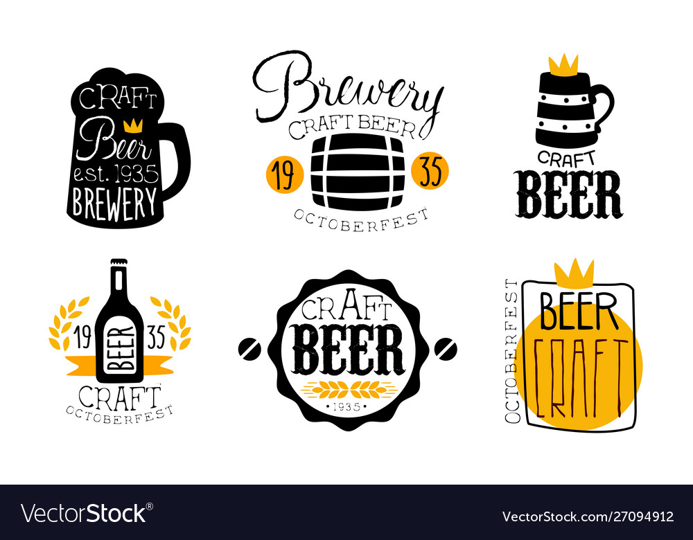 Brewery craft beer retro labels set oktoberfest Vector Image