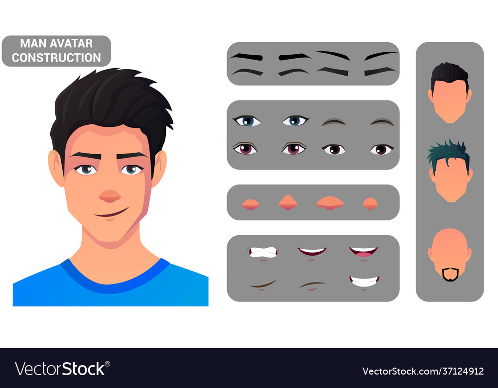 Caucasian face construction and character