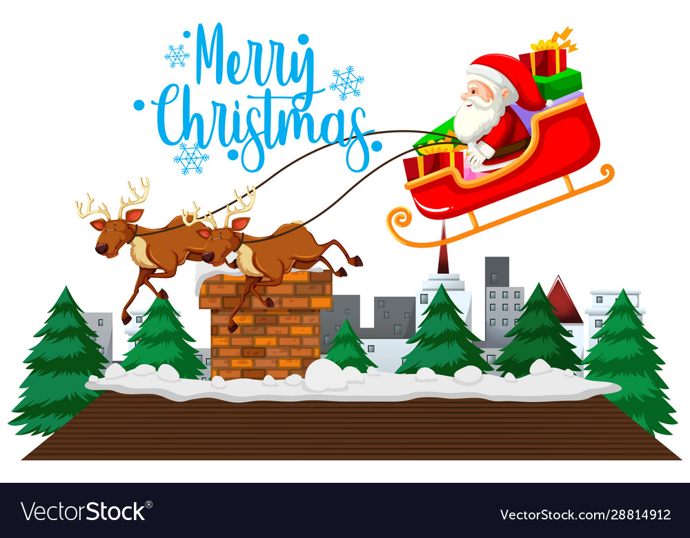 Christmas theme with santa on sleigh