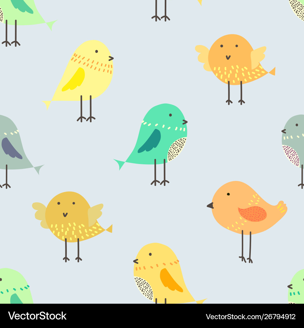 Cute bird seamless pattern background Royalty Free Vector