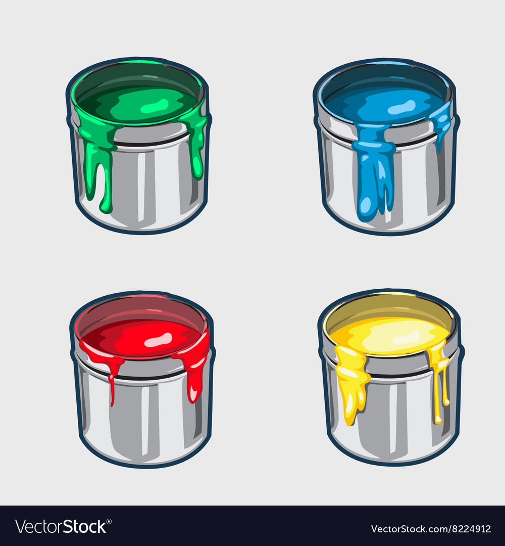 Four icons cans of interior paint Royalty Free Vector Image