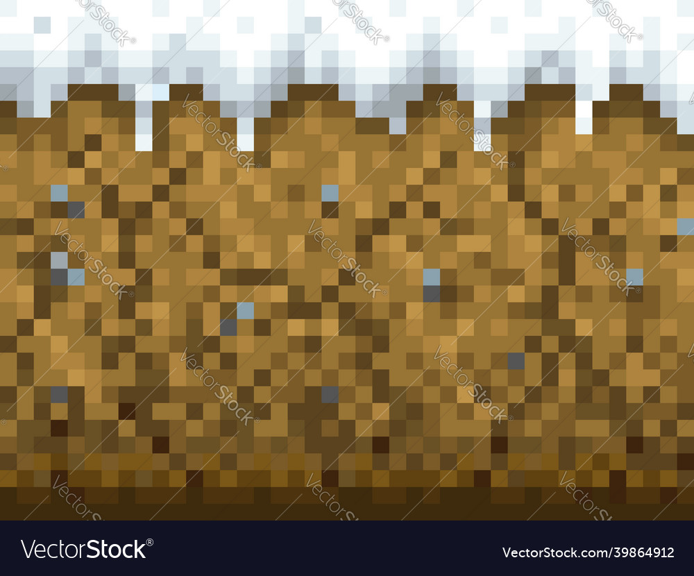 Pixel Game Background With Snow And Ground Pattern Pixel Game Background With Snow And Ground Pattern