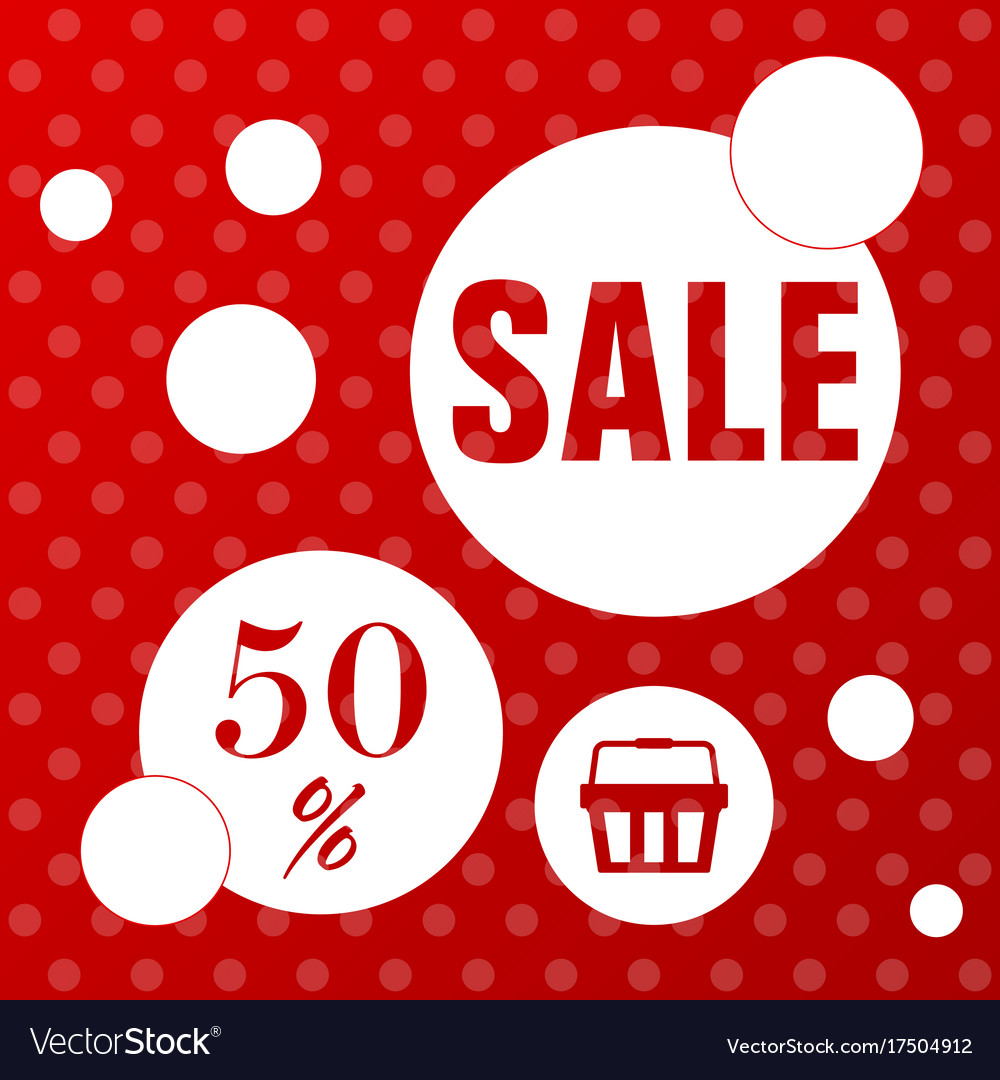 Sale icon with basket in red color