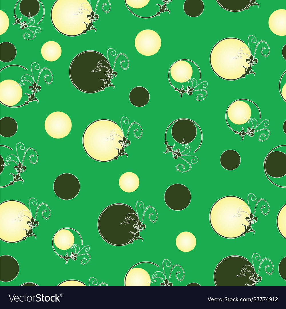 Seamless pattern with abstract green circles