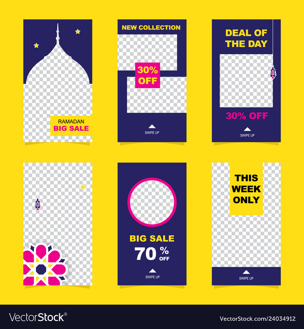 Set Of Instagram Stories Ramadan Sale Banner Vector Image