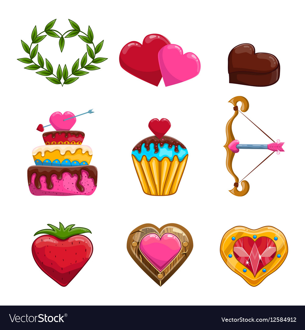 Set of valentines day items design