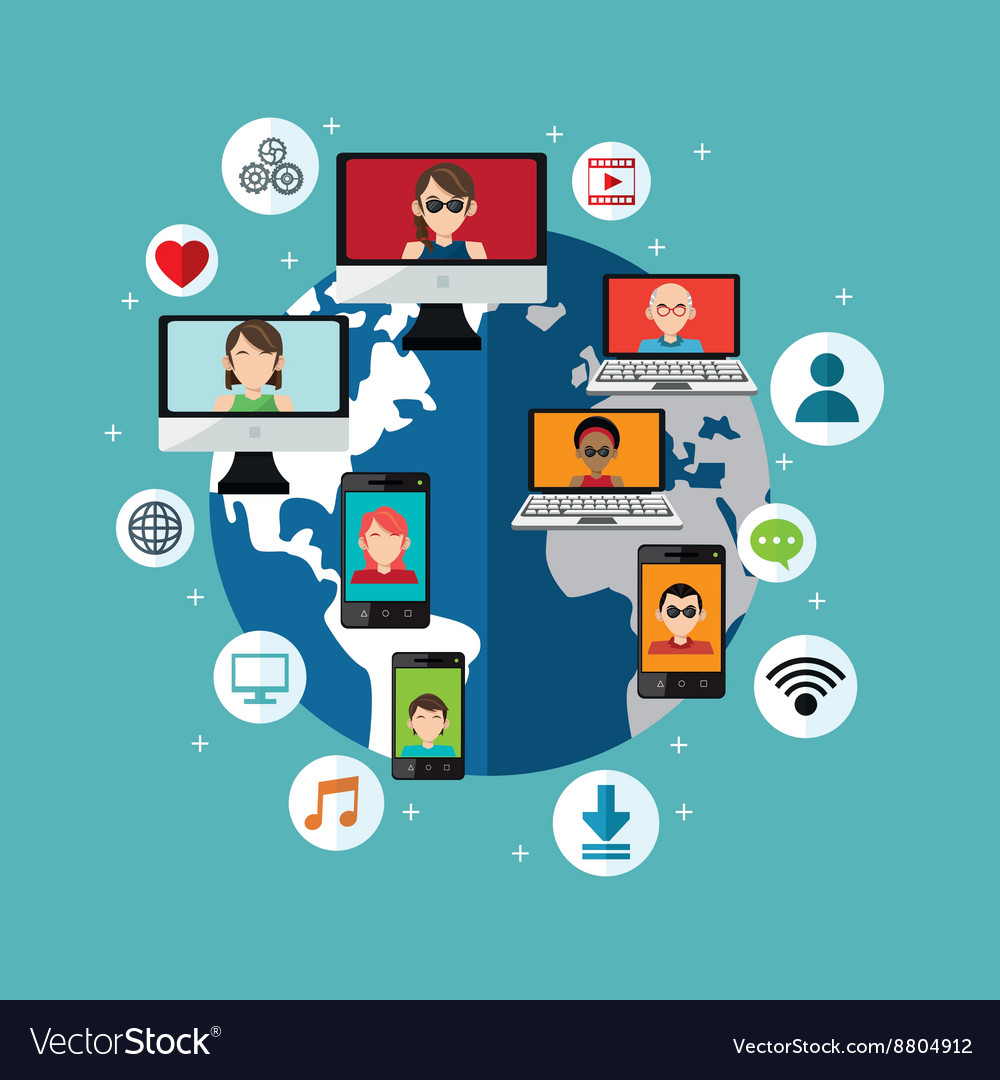 Social media design networking icon technology Vector Image