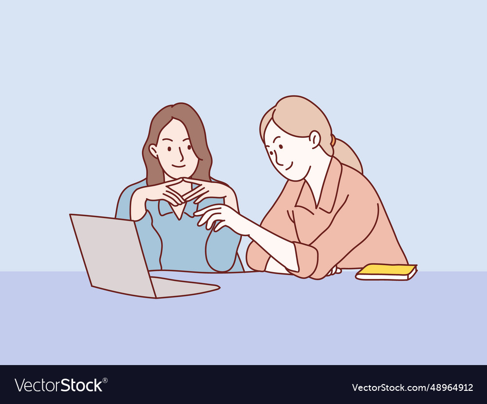 Two women discussing and arguing in front Vector Image