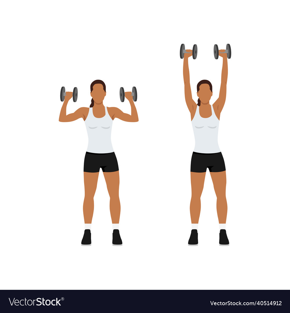 Woman doing dumbbell overhead shoulder press Vector Image