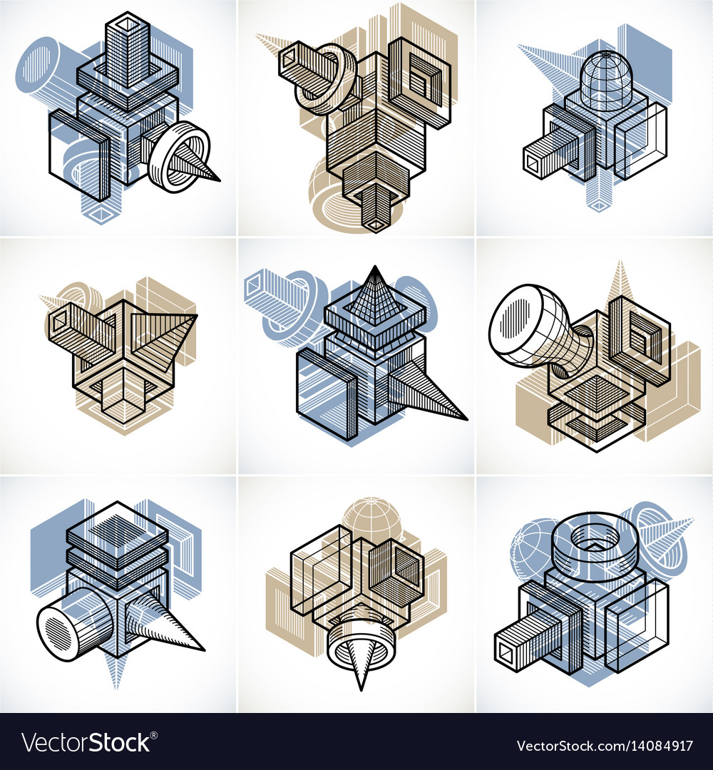 3d engineering collection of abstract shapes