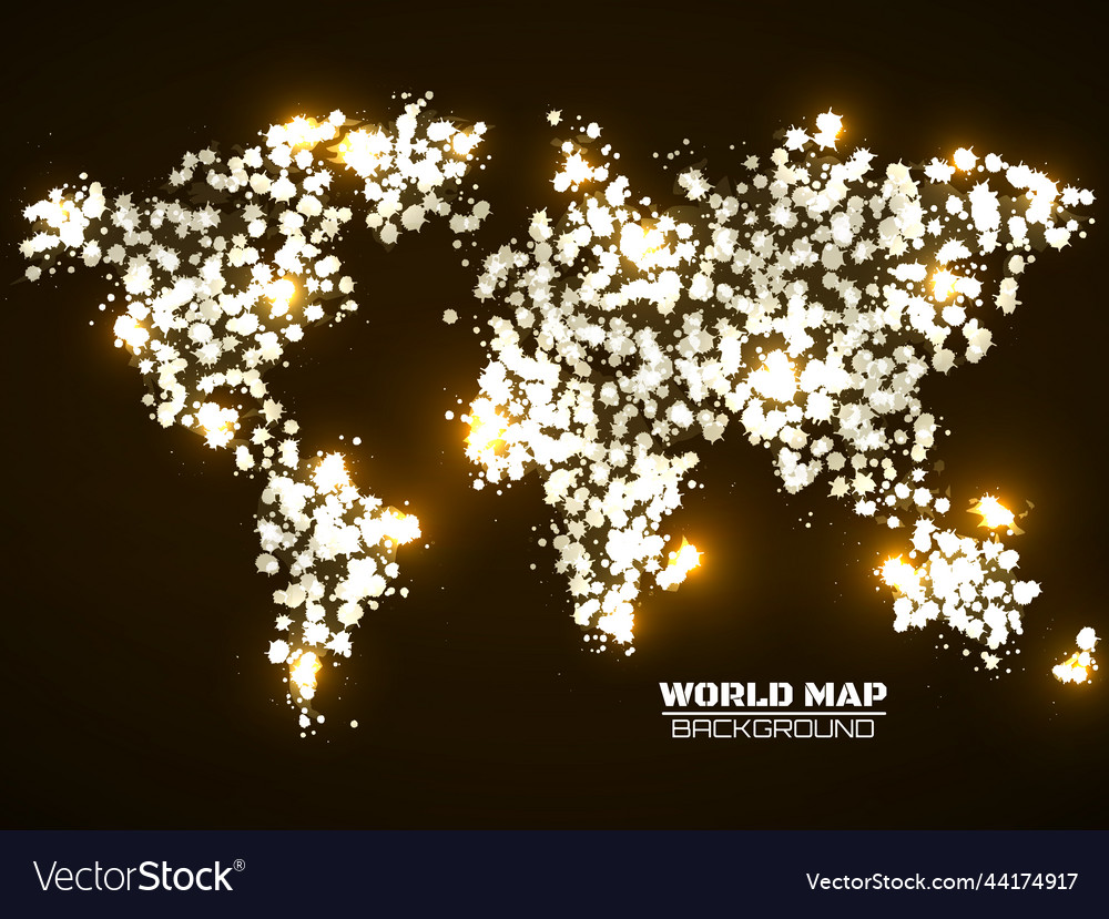 Abstract world map with blots and glowing ink