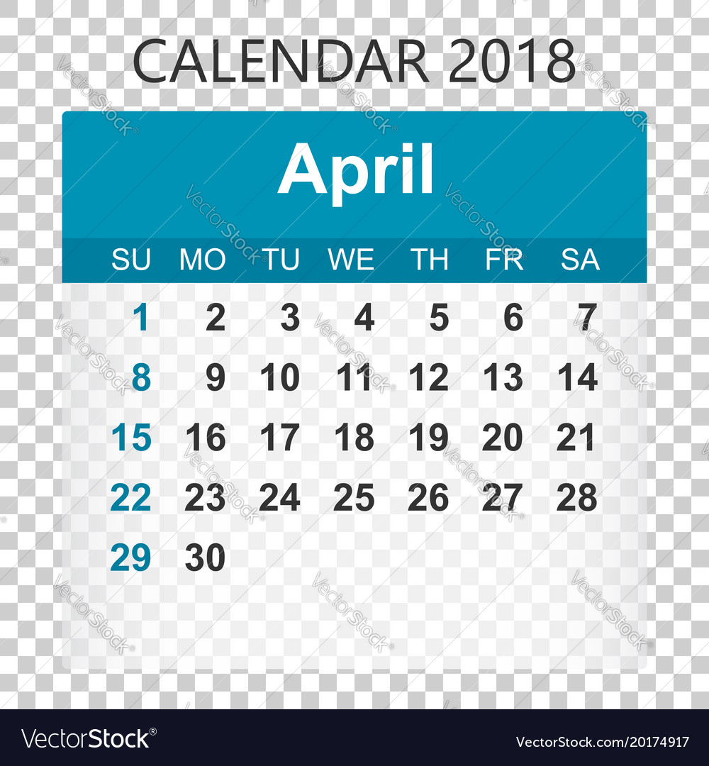 April 2018 calendar sticker design