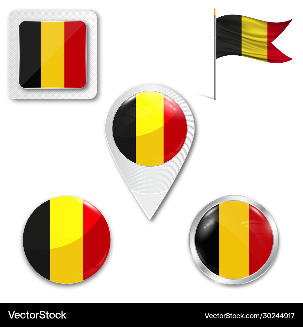 Belgium flag glossy button Royalty Free Vector Image