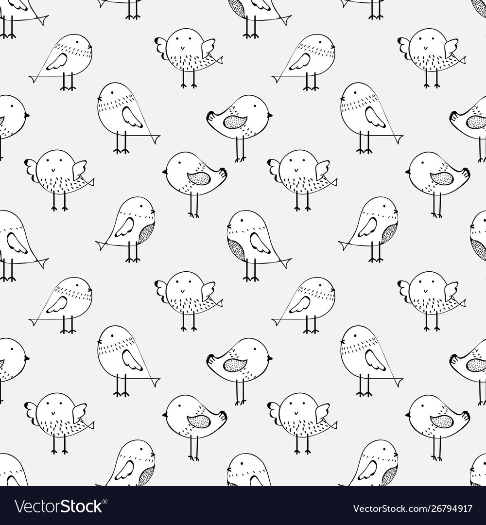 Cute bird seamless pattern background