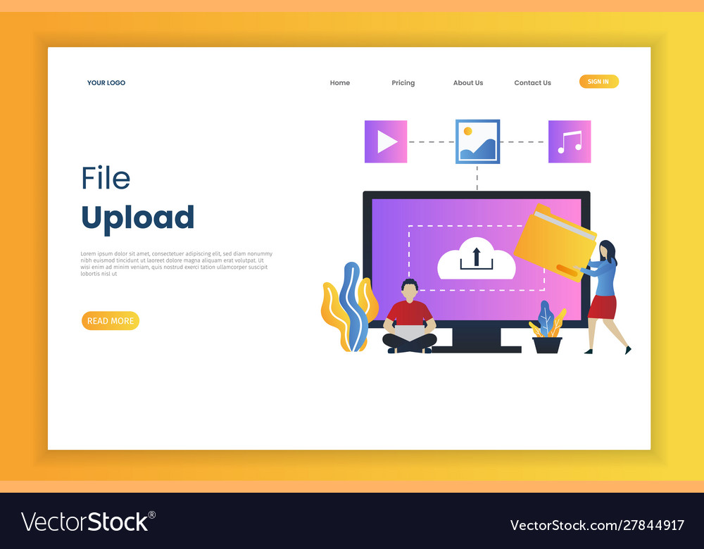 File upload web page Royalty Free Vector Image