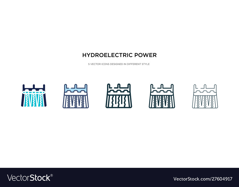 Hydroelectric power station icon in different