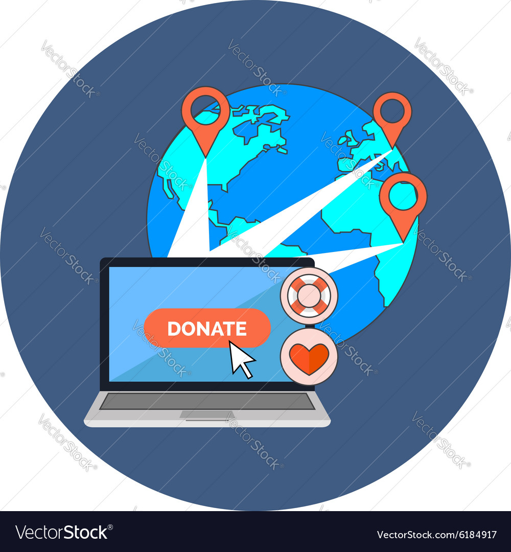 Online charity donate concept flat design icon