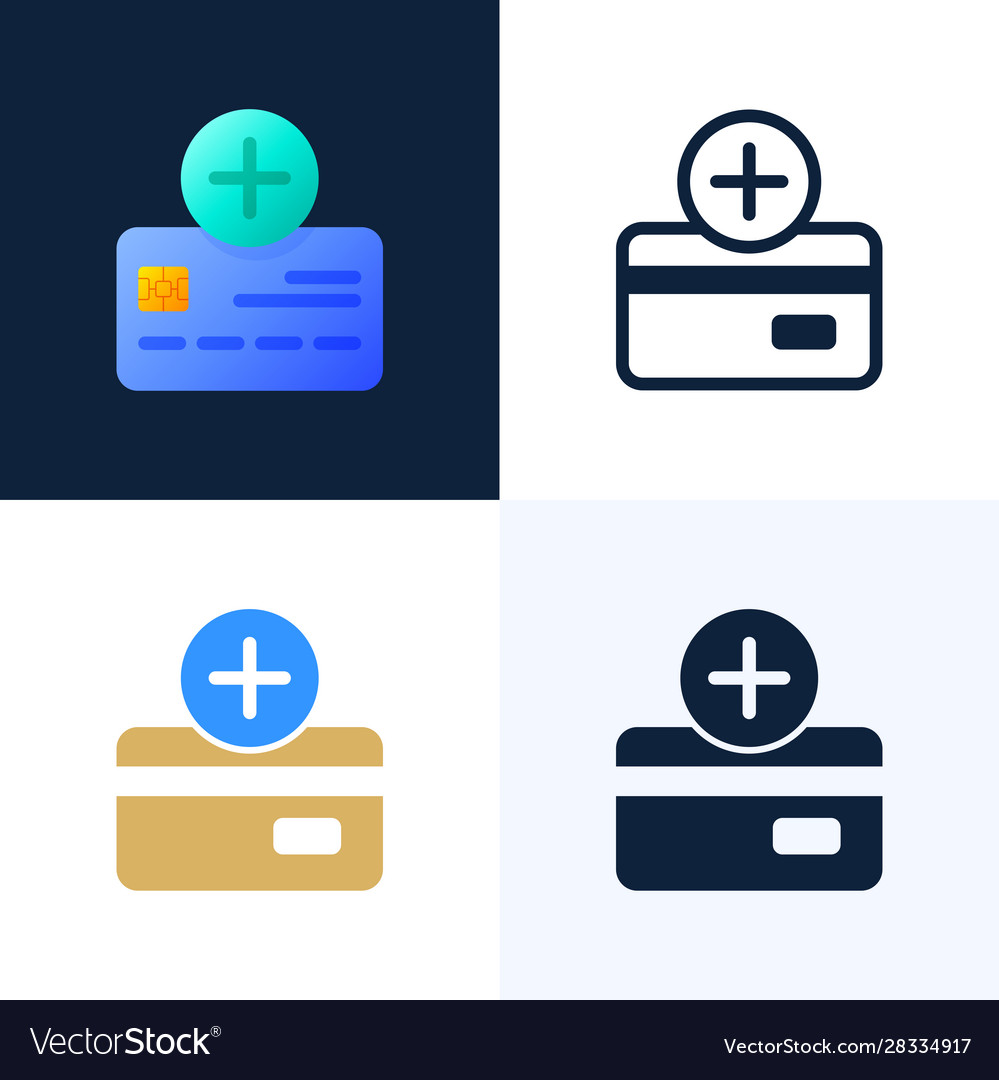 Plus Button And Credit Card Stock Icon Set Vector Image