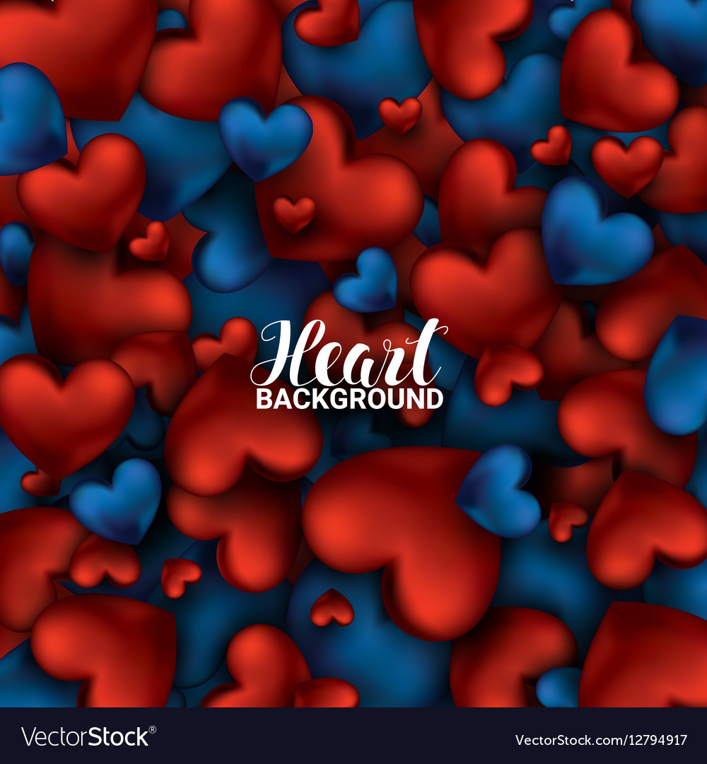 Red And Blue Heart Valentines Day Card Love Vector Image