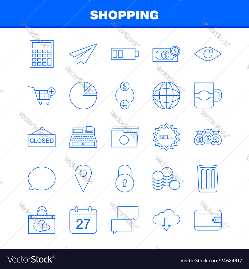 Shopping line icon for web print and mobile uxui vector image Shopping line icon for web print and mobile uxui