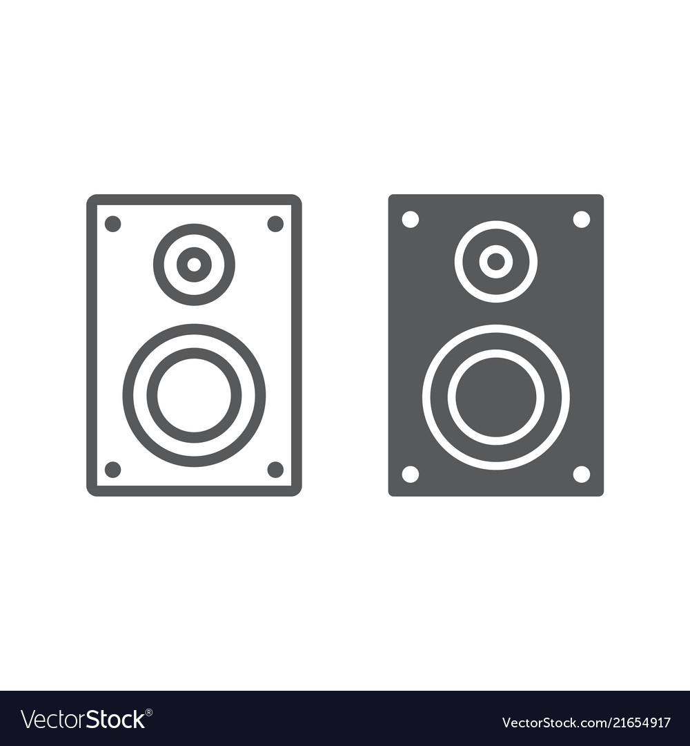 Sound speaker line and glyph icon electronic