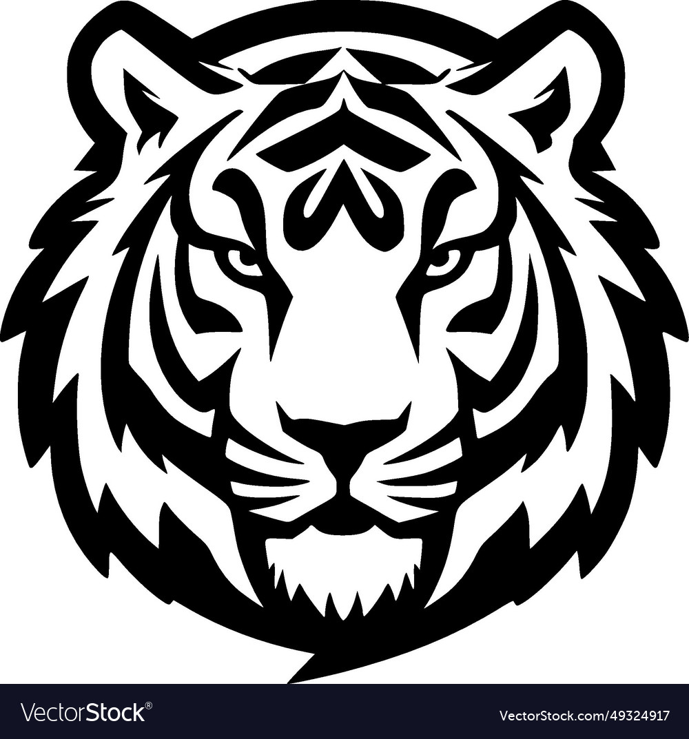 Tiger - black and white Royalty Free Vector Image