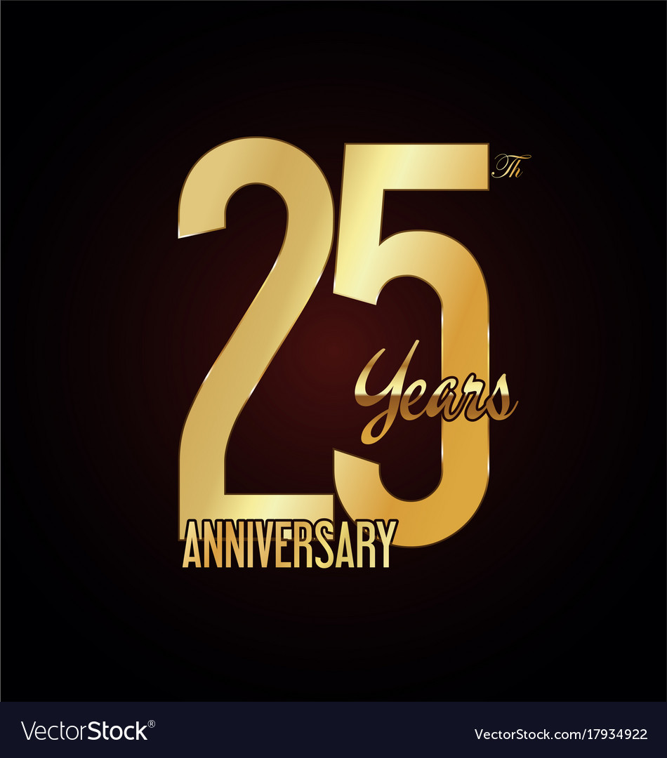 Anniversary golden sign 25 years Royalty Free Vector Image