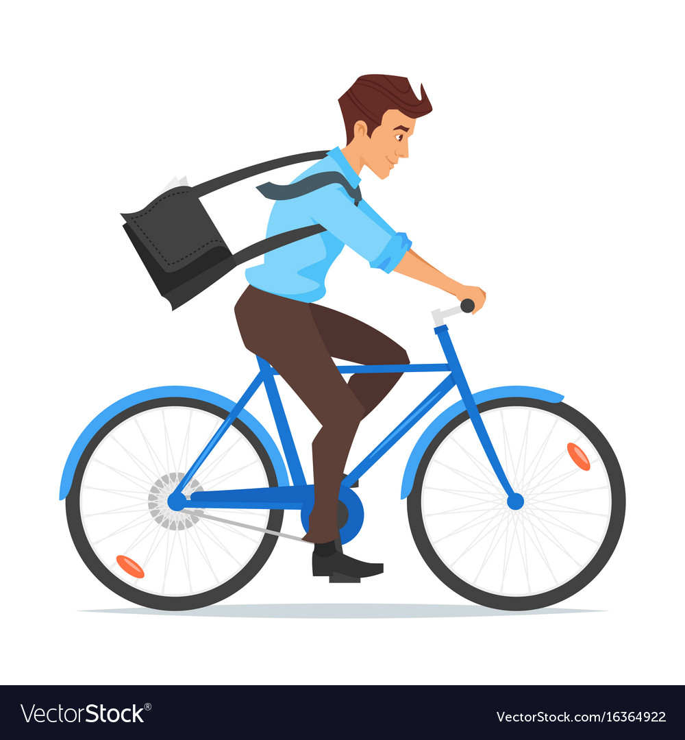 Businessman riding on the bike