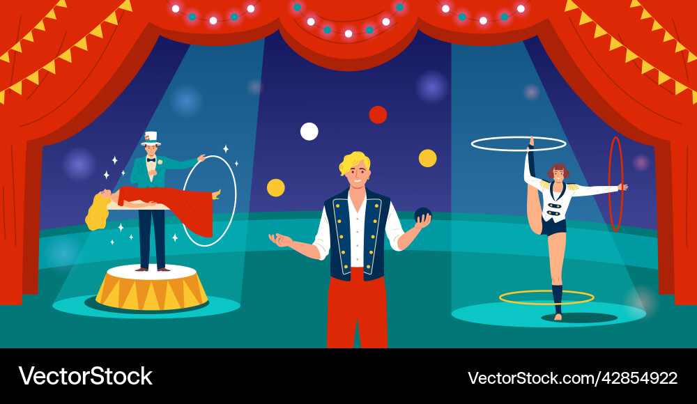Circus flat composition Royalty Free Vector Image