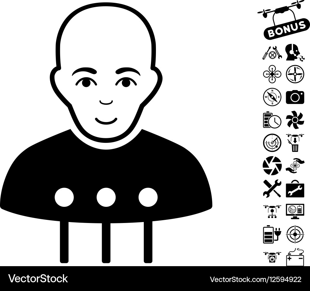 Cyborg interface icon with copter tools bonus Vector Image