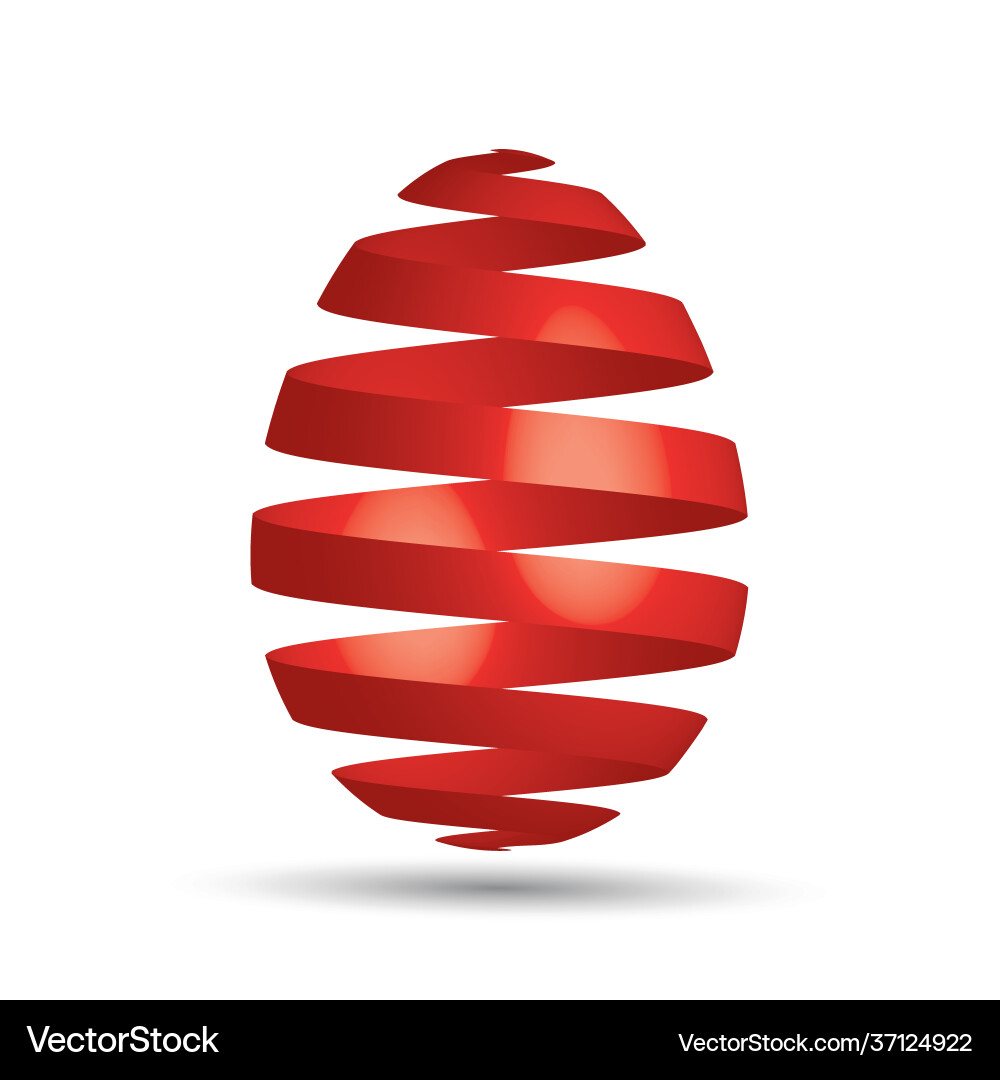 Easter egg red ribbon design Royalty Free Vector Image