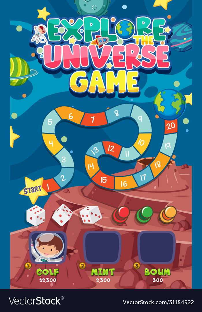 Game template with many planets in space vector image Game template with many planets in space