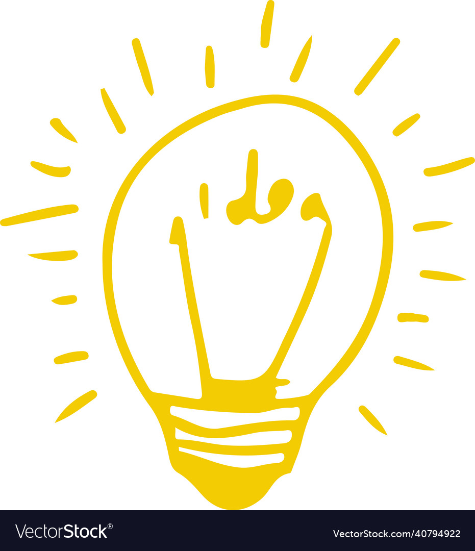 Hand drawn light bulb icon sign symbol design