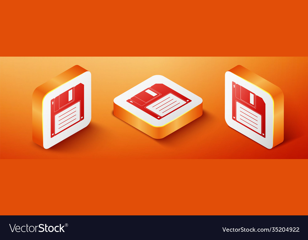 Isometric floppy disk for computer data storage vector image Isometric floppy disk for computer data storage