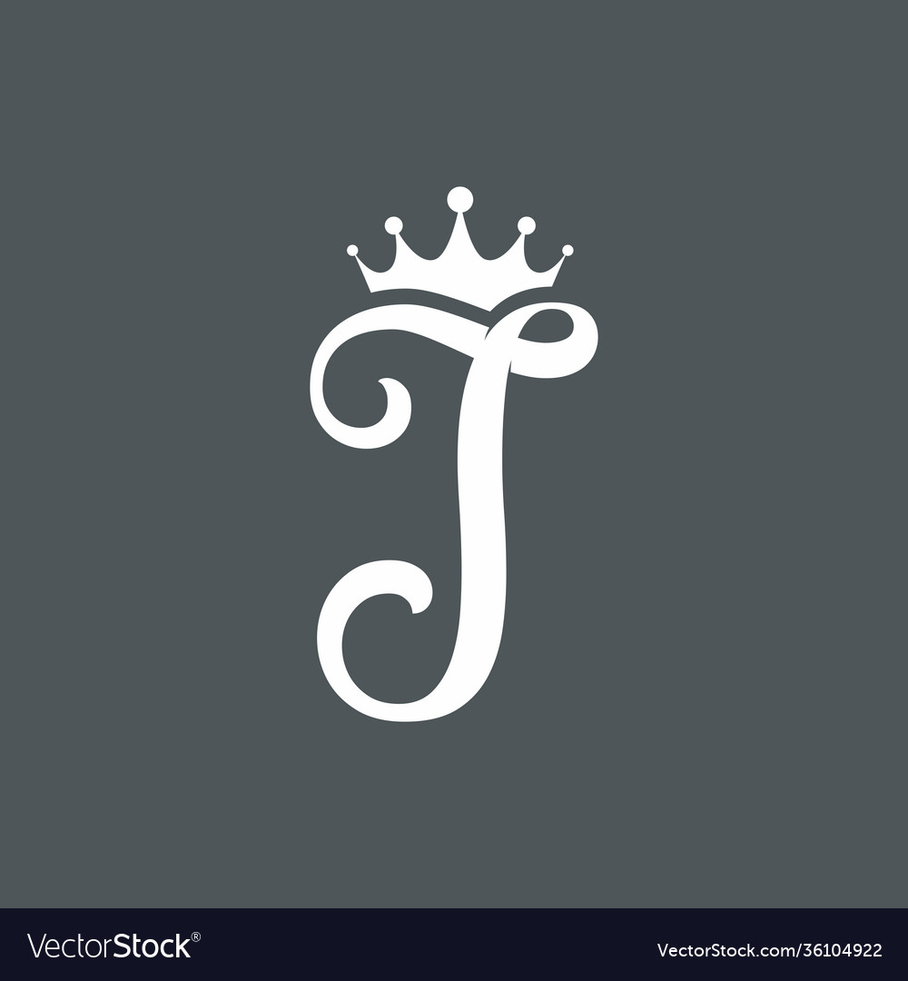 J initial letter with crown Royalty Free Vector Image