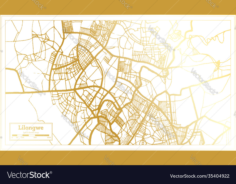 Lilongwe City Centre Map Lilongwe Malawi City Map In Retro Style In Golden Vector Image