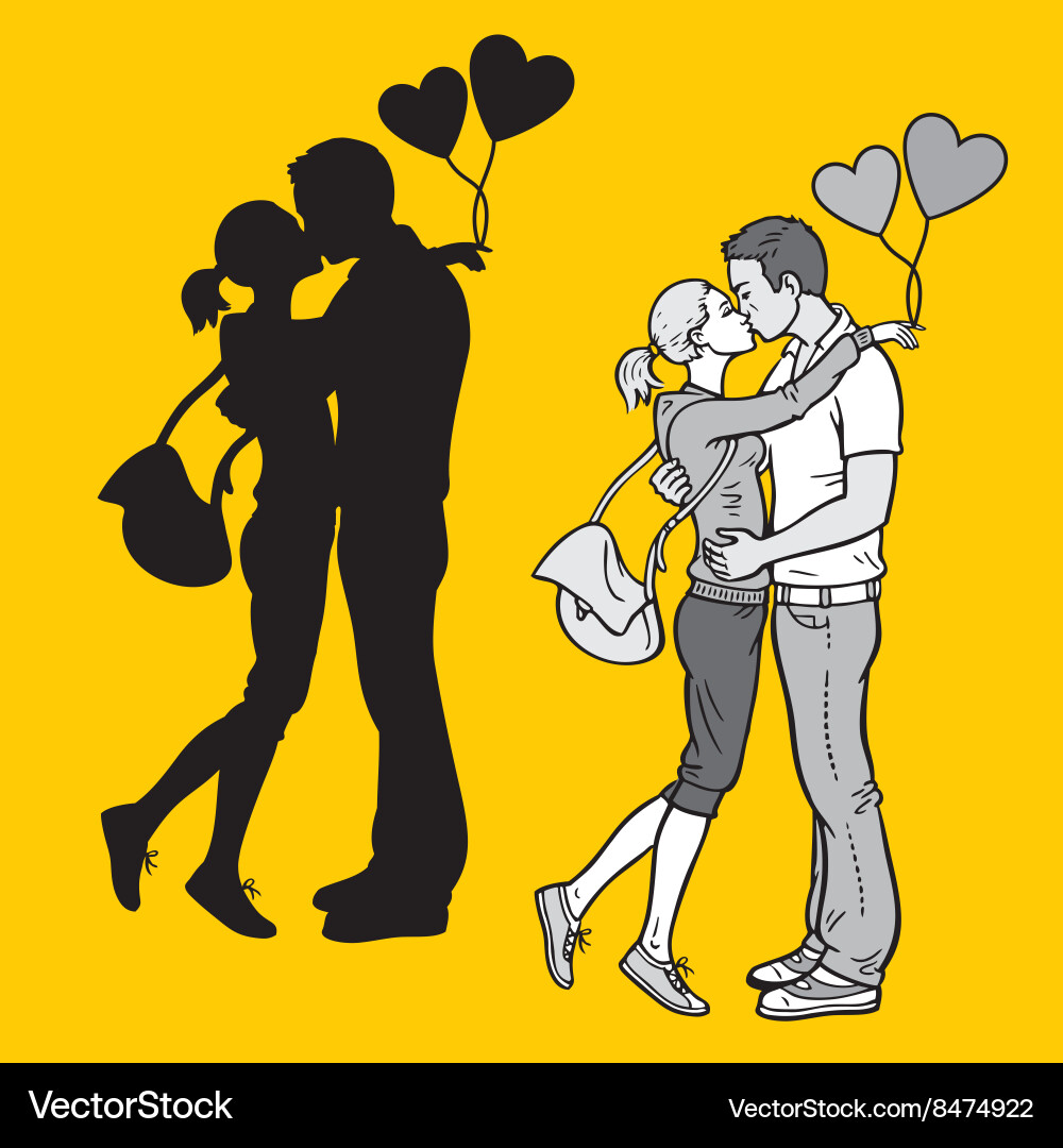 Lovers silhouette Royalty Free Vector Image - VectorStock