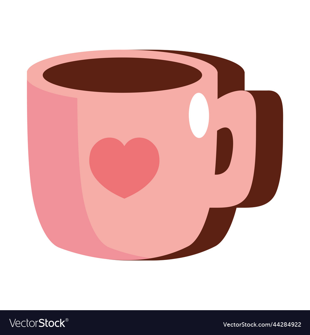 Mug with heart sticker Royalty Free Vector Image