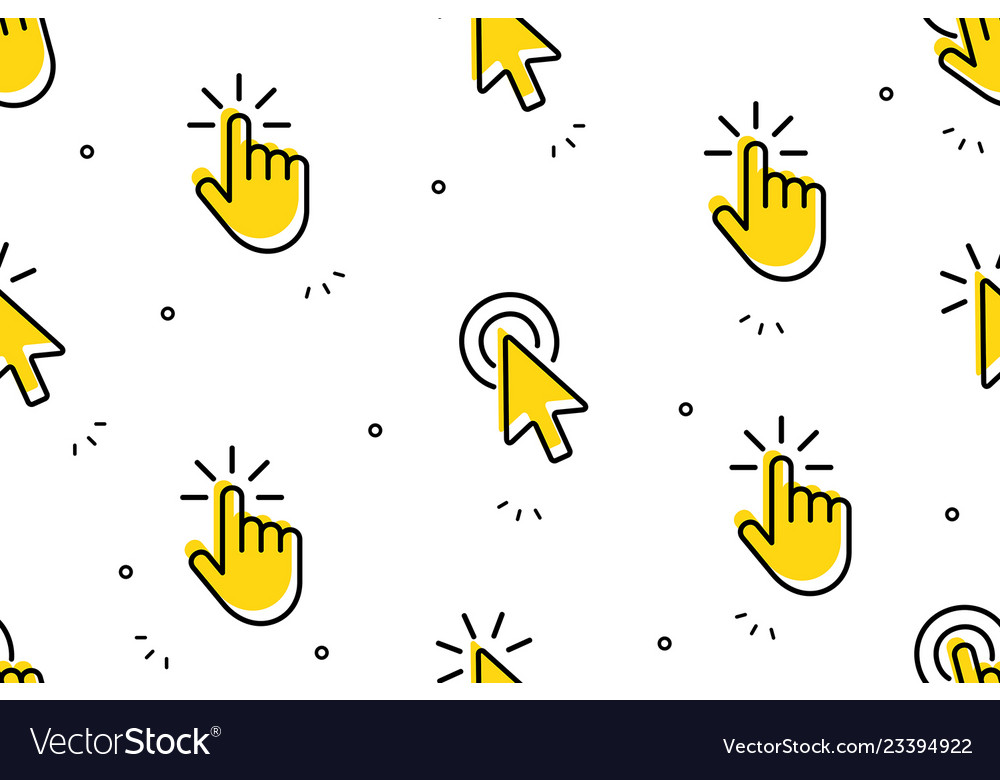 Seamless pattern with hand cursor and icons