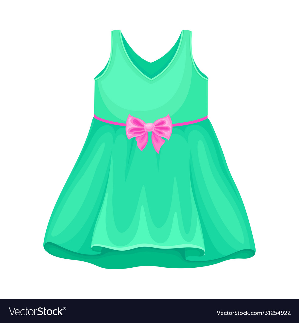 Seasonal sleeveless dress with pleats and bow Vector Image